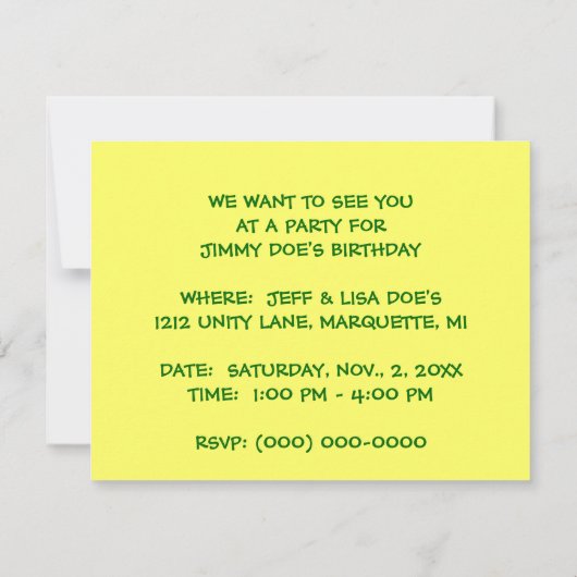 ヤモリのトカゲのドラゴンの目の招待状はパーティを楽しむのを見ます 招待状 (裏面)