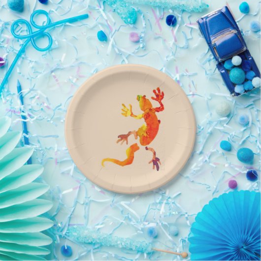 ヤモリのトカゲの野性生物の自然の誕生会 ペーパープレート (パーティー)