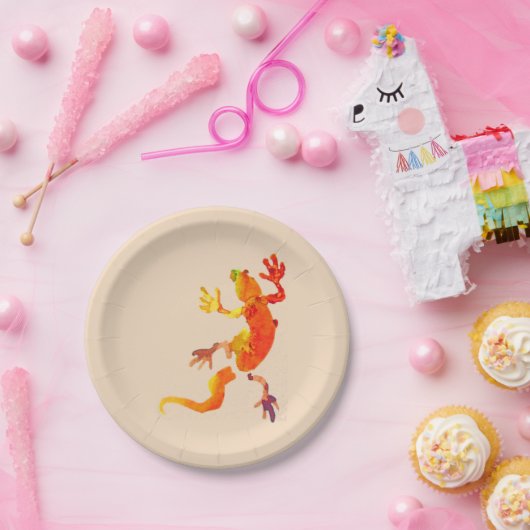 ヤモリのトカゲの野性生物の自然の誕生会 ペーパープレート (パーティー)