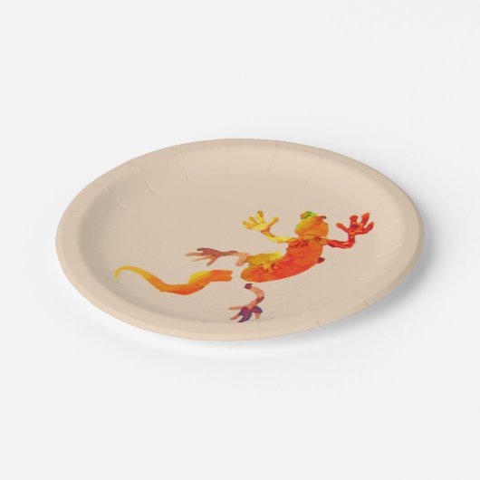 ヤモリのトカゲの野性生物の自然の誕生会 ペーパープレート (アングル)