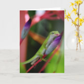 ヤモリの挨拶状 カード (黄色い花)