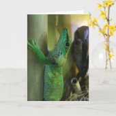 ヤモリの挨拶状#2 (勇気付けられる) カード (黄色い花)