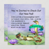 ヤモリの水蓮の葉のパーティー　新居のお披露目パーティー 招待状 (正面/裏面)