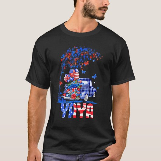 ヤヤトラックアメリカ国旗の愛国的な4O Tシャツ (正面)