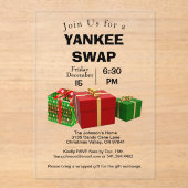 ヤンキースワップギフト交換包まれたプレゼント アクリル招待状 (正面)