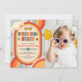 ヤングウィズスリーグルーヴィーレトロレインボー誕生日 招待状 (正面)