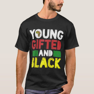 ヤングエドと黒人のアフリカンプライド ブラックヒストリー月間モノクロT Tシャツ