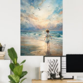 ヤングガールオンビーチ ポスター (ホームオフィス)