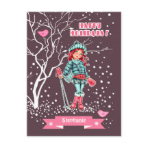 ヤングガールスキーヤー |クリスマス名前をカスタムする