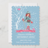 ヤングガールスキーヤー |名前をカスタムするカード シーズンカード (正面)