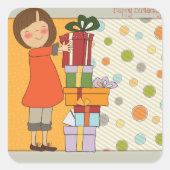 ヤングガールハッピーバースデー スクエアシール (正面)