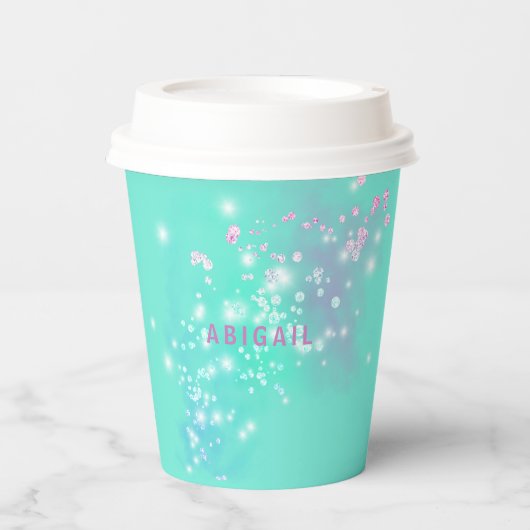 ヤングガールローラースケートで滑るターコイズ誕生日パーティー 紙コップ (正面)