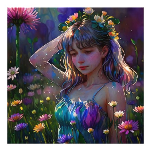 *~ヤングガールワイルドフラワーフィールドAP56アート フォトプリント            (正面)