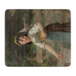 ヤングガール食べ物を与えズ・ザ・ドーヴ（Emile Munier著） カッティングボード