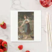 ヤングガール食べ物を与えズ・ザ・ドーヴ（Emile Munier著） スタンダードランチョンナプキン (インサイチュ)