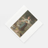 ヤングガール食べ物を与えズ・ザ・ドーヴ（Emile Munier著） スタンダードランチョンナプキン (角)