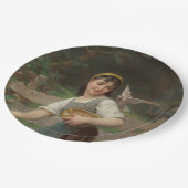 ヤングガール食べ物を与えズ・ザ・ドーヴ（Emile Munier著） ペーパープレート (アングル)