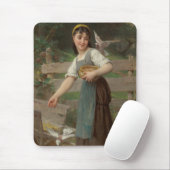 ヤングガール食べ物を与えズ・ザ・ドーヴ（Emile Munier著） マウスパッド (マウス)