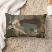 ヤングガール食べ物を与えズ・ザ・ドーヴ(Emile Munier著) ランバークッション (ブランケット)