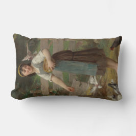 ヤングガール食べ物を与えズ・ザ・ドーヴ（Emile Munier著） ランバークッション