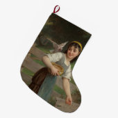 ヤングガール食べ物を与えズ・ザ・ドーヴ（Emile Munier著） ラージクリスマスストッキング (正面 (吊り時))