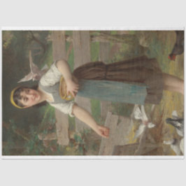 ヤングガール食べ物を与えズ・ザ・ドーヴ（Emile Munier著） 薄葉紙