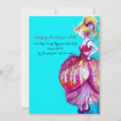 ヤングガール スウィート16 パーティー, ピンクスパークル モノグラム 招待状 (裏面)