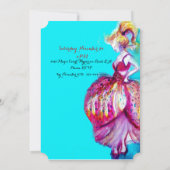 ヤングガール スウィート16 パーティー, 青いスパークル モノグラム 招待状 (裏面)