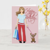 ヤングガール&ポップハッピーバースデー カード (黄色い花)
