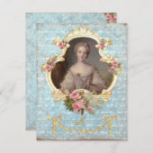 ヤングクイーンマリーアントワネットピンクローズ招待状 招待状 (正面/裏面)