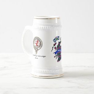 ヤングクランバッジ&タータンチェックお祝いビアスタイン ビールジョッキ
