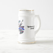 ヤングクランバッジ&タータンチェックお祝いビアスタイン ビールジョッキ (正面右)