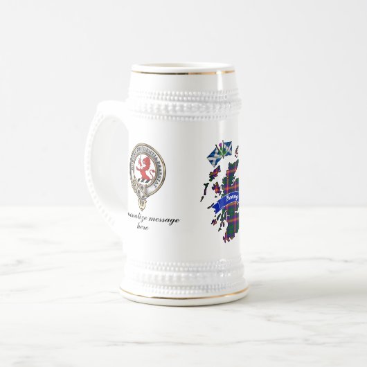 ヤングクランバッジ＋タータン祝祭ビアマグ ビールジョッキ (正面左)