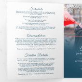 ヤングコーンの青い白い結婚式の食事オプションの出欠確認 三つ折り招待状 (内部最初)