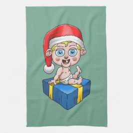 ヤングサンタからのメリークリスマス キッチンタオル