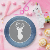 ヤングバックホワイトディアデニムグレーパーティープレート ペーパープレート (パーティー)