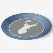 ヤングバックホワイトディアデニムグレーパーティープレート ペーパープレート (アングル)