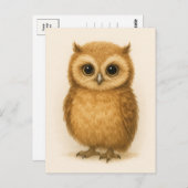 ヤングフクロウベビー野生動物はがき ポストカード (正面/裏面)