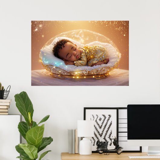 ヤングブラックプリンス生まれたばかりの男の赤ちゃん子供部屋アート ポスター (ホームオフィス)