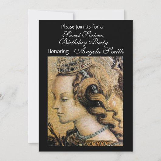 ヤングプリンセススウィート16パーティーブラック 招待状 (正面)