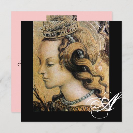 ヤングプリンセススウィート16パーティーモノグラム 招待状 (正面/裏面)