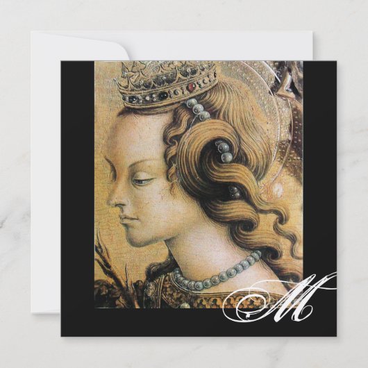 ヤングプリンセス スウィート16パーティー モノグラム ゴールド 招待状 (正面)