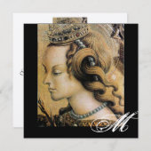 ヤングプリンセス スウィート16パーティー モノグラム ゴールド 招待状 (正面/裏面)