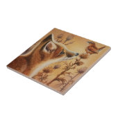 ヤングレッドキツネカロライナウレンバードウォーターカラーアート タイル (側面)