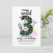 ヤングワイルドで3つのワイルド 3歳の誕生日招待状 招待状 (スタンド正面)