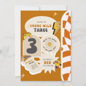 ヤングワイルドと3番目のレトロ市松模様に誕生日 招待状 (正面)