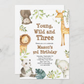 ヤングワイルドアンドスリーアニマル誕生日招待状 招待状 (正面/裏面)