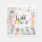 ヤングワイルドアンドスリーサファリアニマルガール誕生日 スタンダードカクテルナプキン (正面)