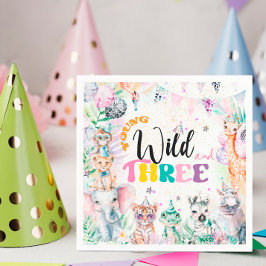 ヤングワイルドアンドスリーサファリアニマルガール誕生日 スタンダードカクテルナプキン