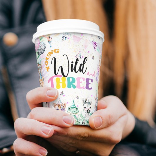 ヤングワイルドアンドスリーサファリアニマルガール誕生日 紙コップ